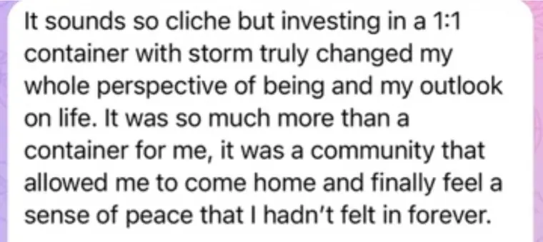 A message from one of Storm’s clients